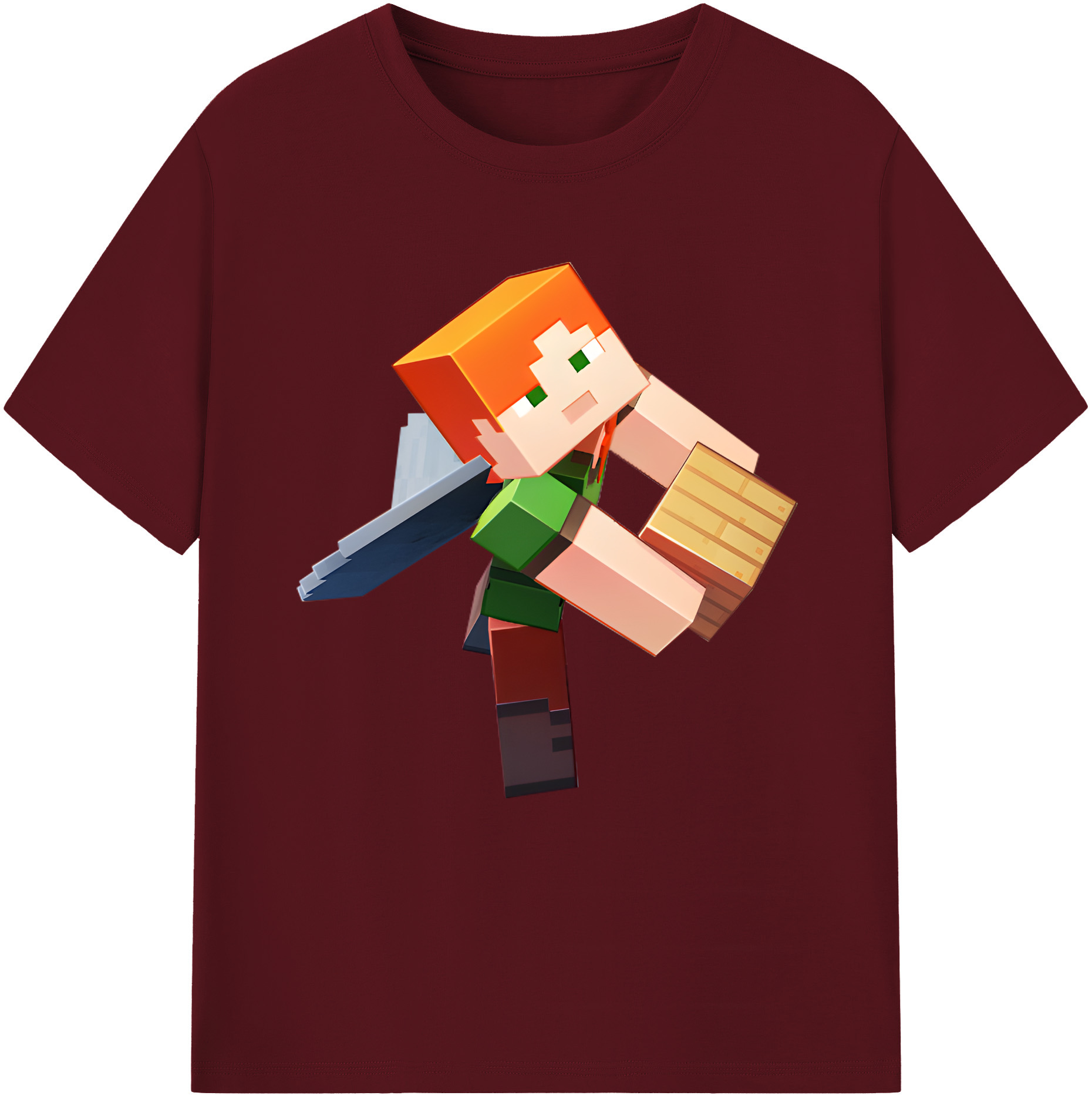 （画像用） マインクラフト ブロックの世界 Minecraft MC Block world 綿100％半袖Tシャツ（フロントプリント）